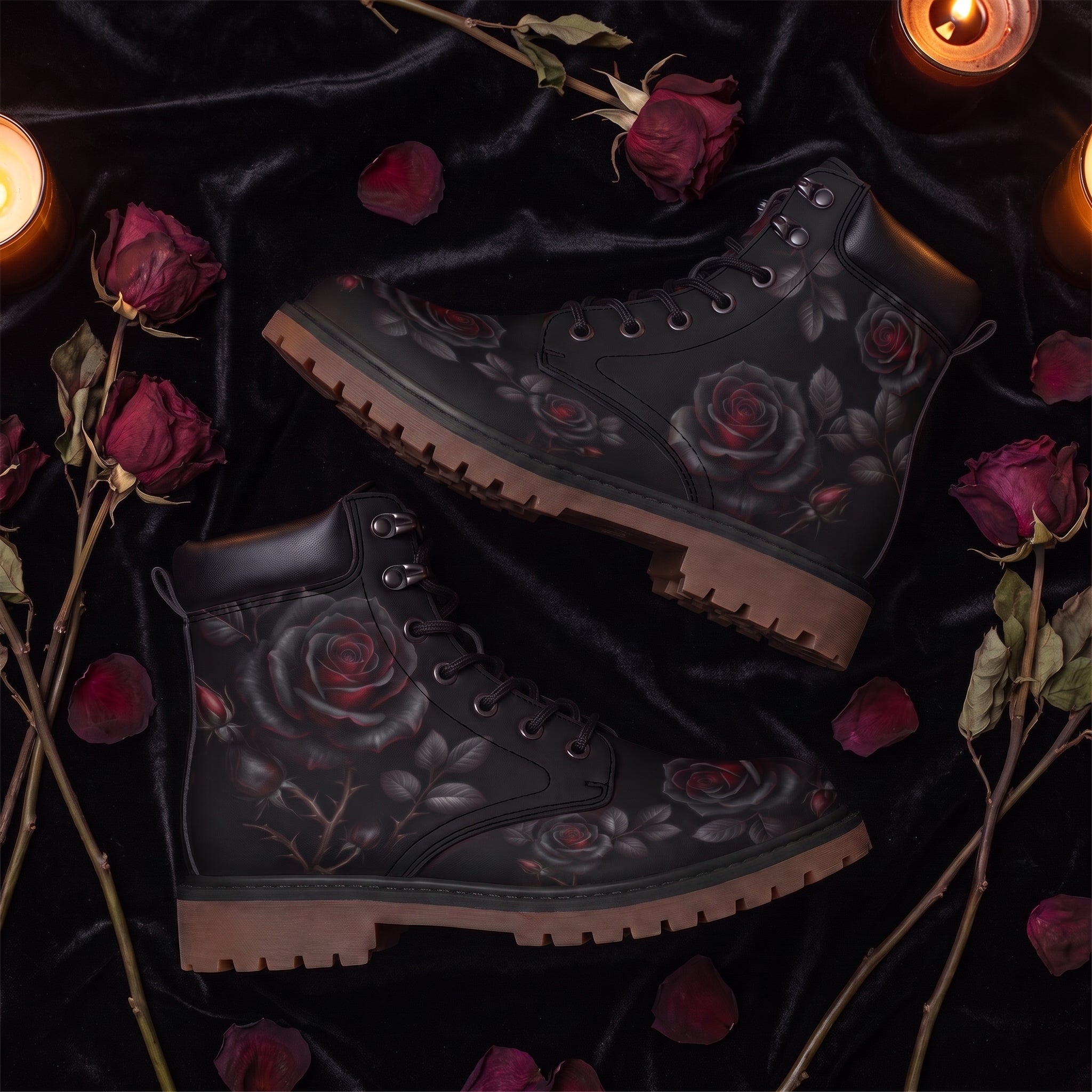 Thornveil Rose Classic Boots - flat decor