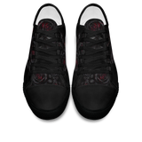 Thornveil Rose Low Tops - gothic black roses with crimson centers on deep black