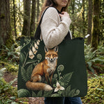 Vulpina Tote Bag — woman holding outdoor forest