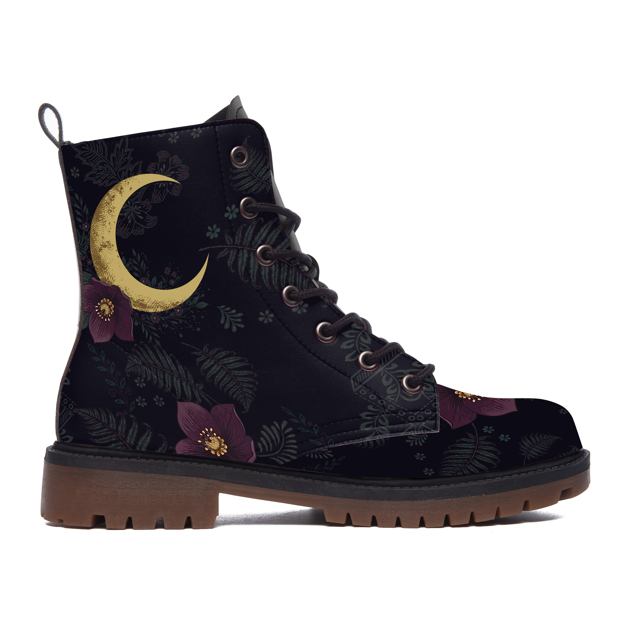 Vespertine Leather Boots — outer side view on white