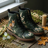 Vulpina boots lifestyle — moody urban rainy night